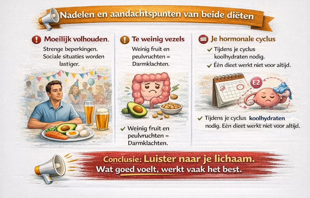 Nadelen en aandachtspunten van beide diëten