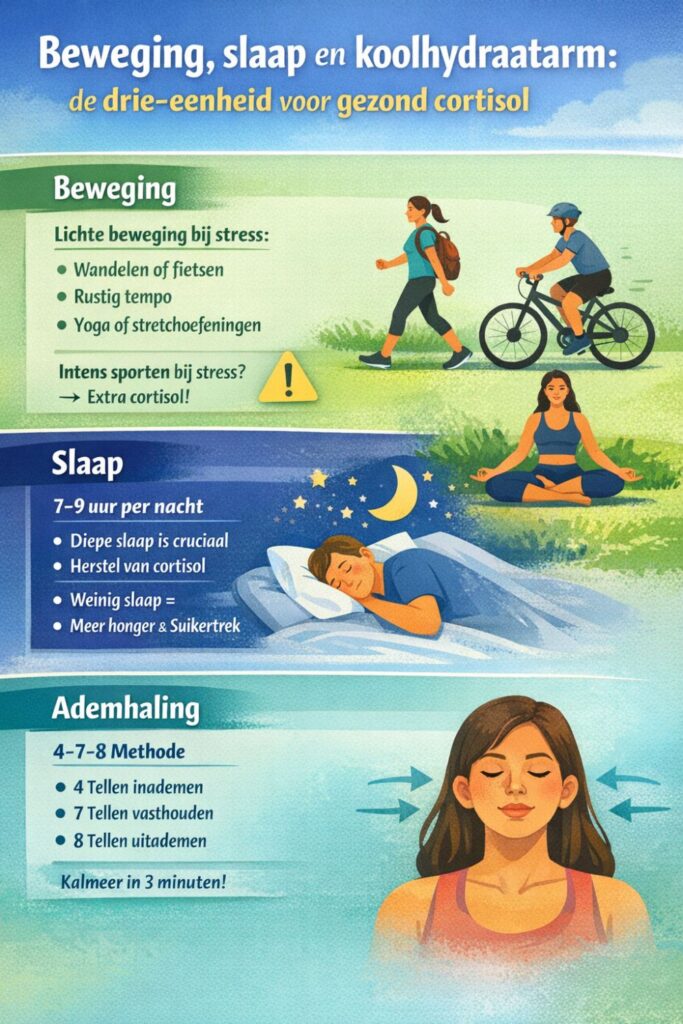 Beweging slaap en koolhydraatarm de drie eenheid voor gezond cortisol