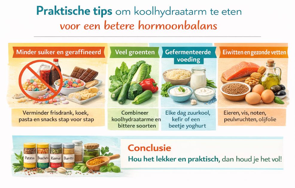Koolhydraatarm en Oestrogeen: Zo Breng Je Je Hormonen in Balans 7 Praktische tips om koolhydraatarm te eten voor een betere hormoonbalans