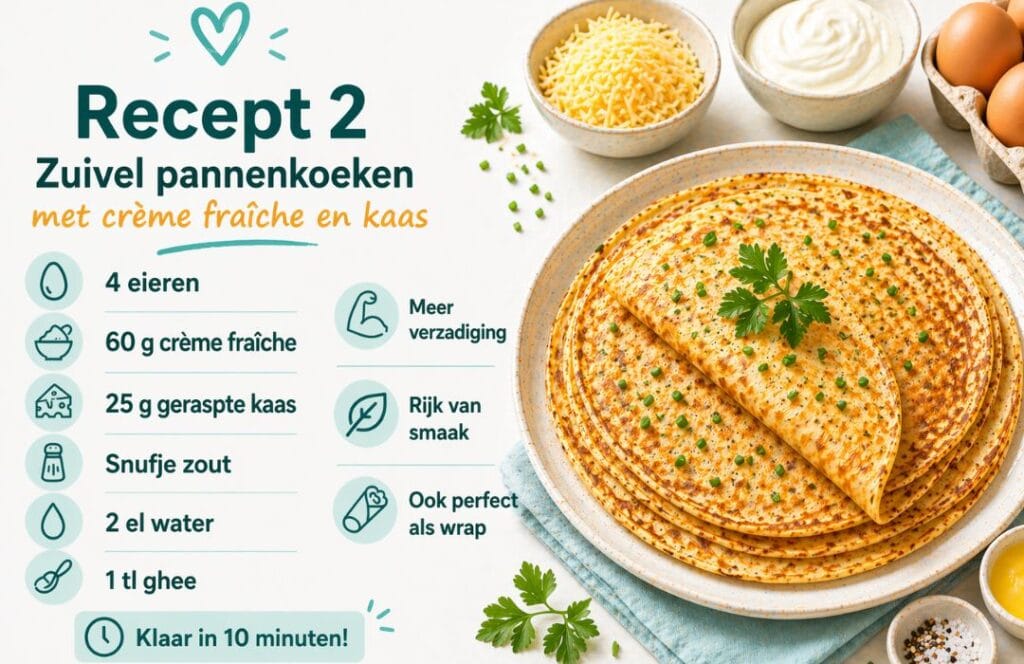 Recept 2: Zuivel pannenkoeken met crème fraîche en kaas